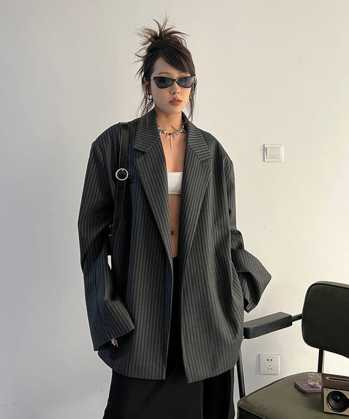 Striped Buttonless Jacket